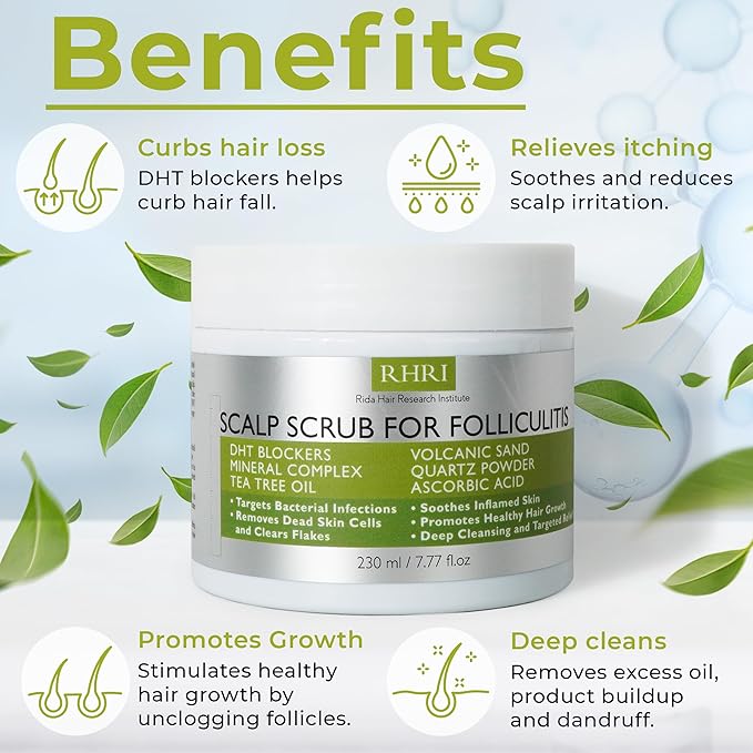 Anti Fungal Folliculitis Scalp Scrub Pre Shampoo for Seborrheic Dermatitis, Dandruff, Psoriasis, and Itchy Dry Scalp Relief