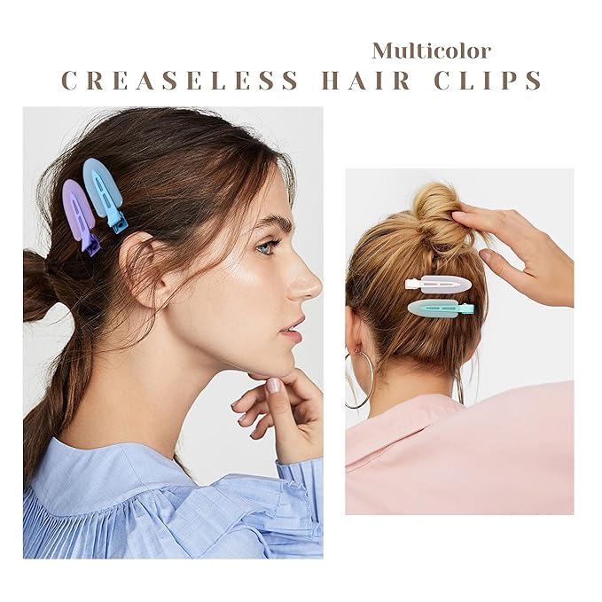 10 Pcs Creaseless No Crease No Bend Flat Hair Clips For Styling Non Slip Makeup Clips For Women Salon Hairstyle,Jelly White Green Neon-Green Blue Purple