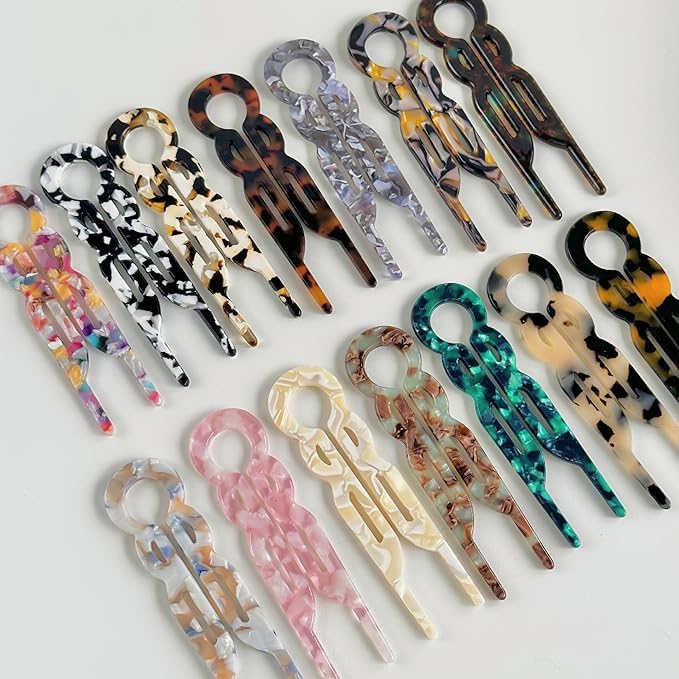 Prestige French Hair Pins, Acetate Leopard Print Hair Pin for Women,Suitable for All Hair Types (Multicolor-B-4PCS)