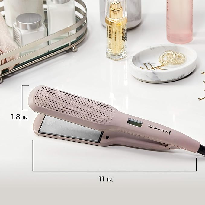 Remington Wet2Straight Hair Straightener / Flat Iron, 450°F Salon High Heat, 1 3/4" Inch plates, Mauve