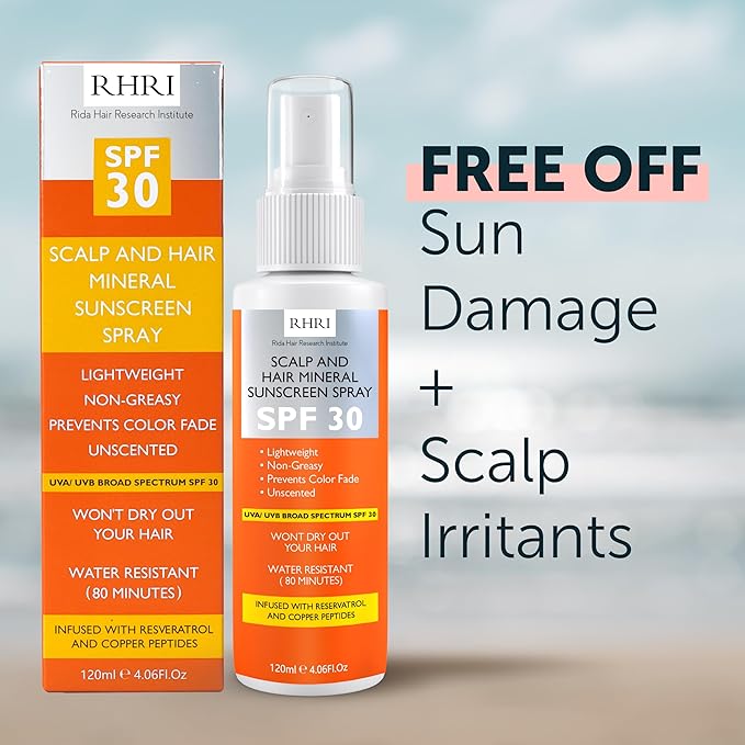 Premium SPF 30 Hair Sunscreen Spray | Non-Greasy UV Protection for Hair and Scalp | Prevents Color Fade and Dryness | Travel-Size UV Protection | Beach SunBlock | Scalp Sunscreen 4 oz 120 ml