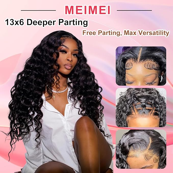 30 Inch 13x6 Loose Wave HD Lace Front Wigs Human Hair 200 Density 100% Real Human Hair 15A Loose Deep Wave Wig Human Hair Pre Plucked, No Synthetic Blend No Tangle No Shedding Triple Lifespan 3X