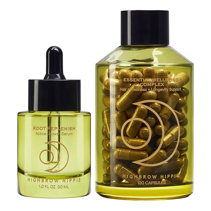 Healthy Hair Duo | Nourish Strands from Within + Revive Scalp Wellness | Hormone, Stress & Microbiome Support | Resveratrol, Adaptogens, B-Vitamins | 1 fl oz Serum + 120 Capsules