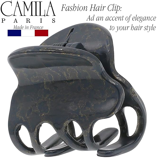 Camila Paris CP3127 French Hair Clip for Women, Small Gray Girls Hair Claw Clips Fashion Durable Hair Accessories for Women, Luxury Ladies Strong Hold No Slip Grip Clamp, Made in France