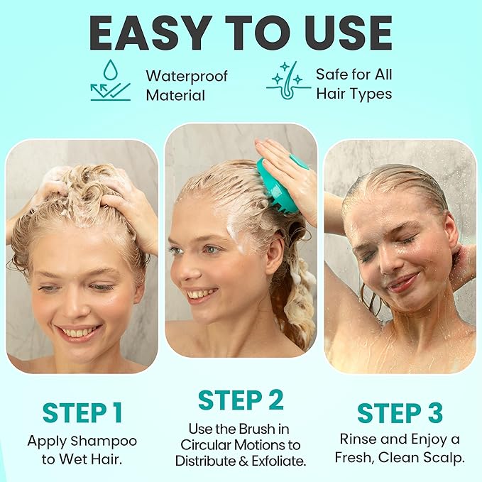 RELAXXO Scalp Massager Hair Growth – Exfoliator & Hair Scrubber for Scalp, Soft Bristles for Dandruff & Soothing Comfort, Shampoo Brush, Wet & Dry Use, Green