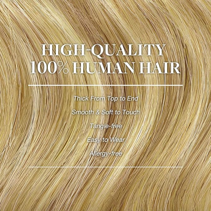 GOO GOO Clip in Hair Extensions Real Human Hair, Remy Human Hair Extensions Clip ins for Women, Natural Human Hair, 24inch 150g 9Pcs, #16/22 Light Blonde Highlighted Golden Blonde