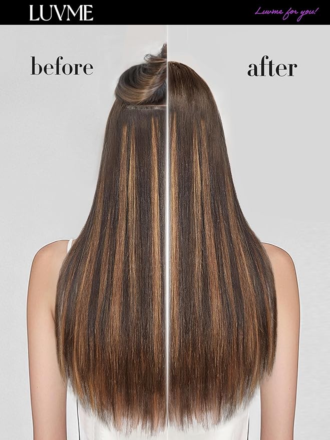 LUVME Straight Seamless 110g 7Pcs Clip in Hair Extensions Full Max with 22inch Remy Human Hair Extensions, Highlight Color 100% Real Soft