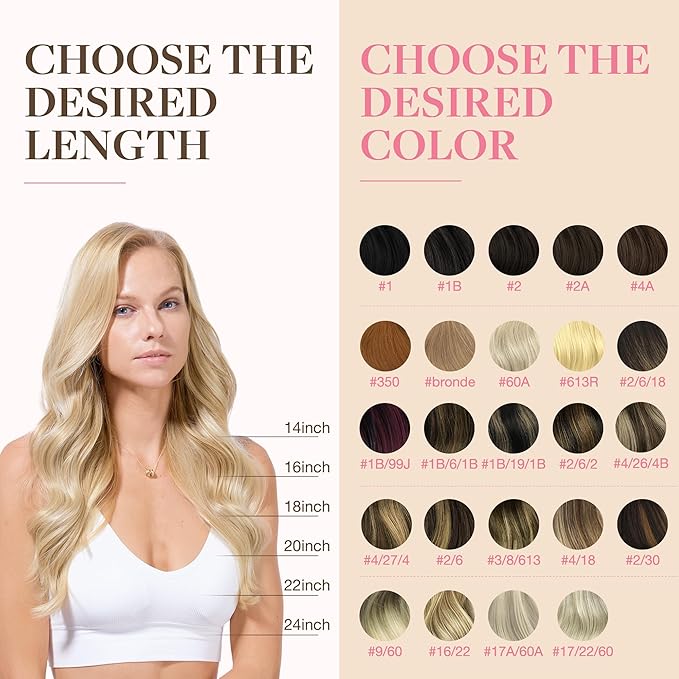 GOO GOO Tape in Hair Extensions Human Hair, 18A/613A Dark Blonde Highlighted Bleach Blonde, 18inch 25g 10pcs, Skin Weft Seamless Invisible, Silky Straight with Thick Ends, Remy Human Hair