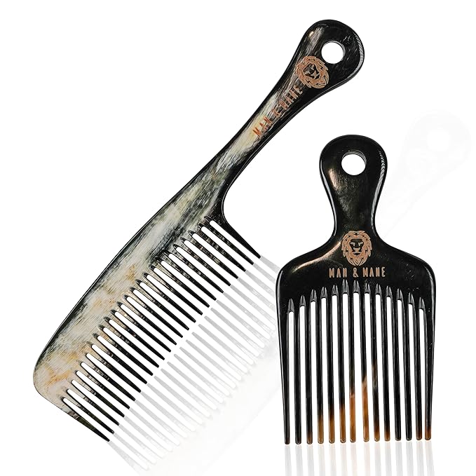 Premium Handmade 100% Oxhorn Anti-static Detangling Styling and Hair Pick Combs Combo Pack for Women & Men