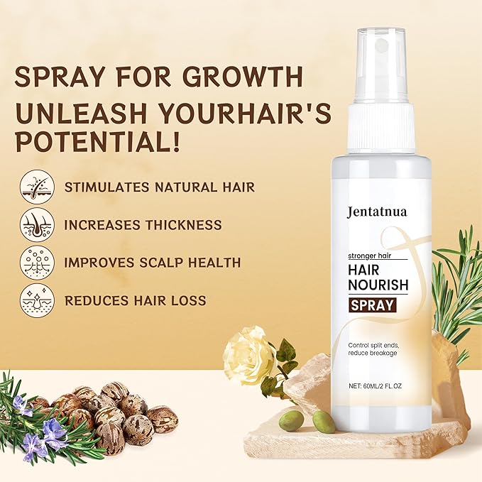 Hair Growth Spray, Natural Hair Growth Serum for Women With Rosemary Oil and Biotin Hair Oils, Prevent Hair Thinning & Anti-Hair Loss Treatment for Women & Men, Non-Greasy, 60ml Bottle