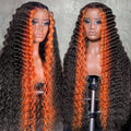 250% Density 34 Inch Deep Wave Lace Front Wigs Human Hair 13x6 2/350 Deep Curly Frontal Wigs Human Hair Glueless HD Lace Front Wigs Drawstring Wig Human Hair Pre Plucked with Baby Hair for Women