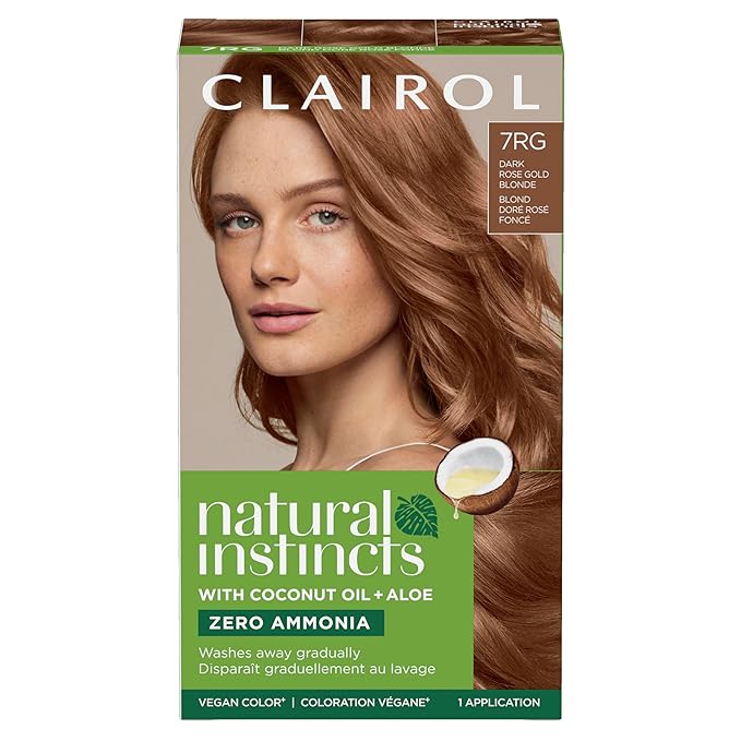 Clairol Natural Instincts Demi-Permanent Hair Dye, 7RG Dark Rose Gold Blonde Hair Color, Pack of 1