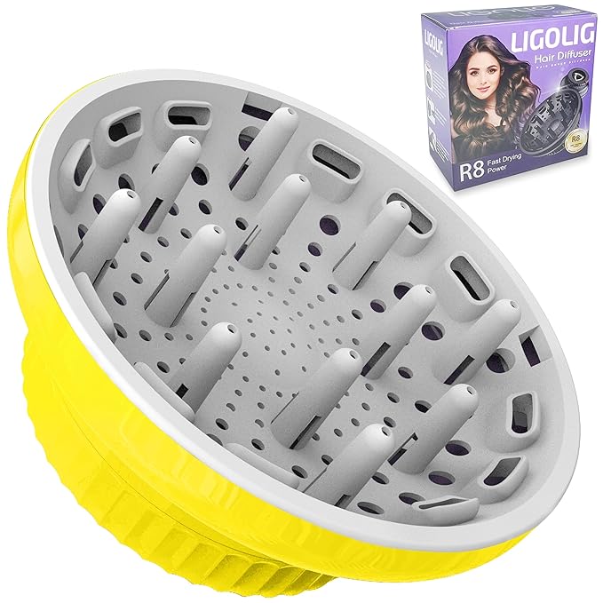 Universal Curly Hair Diffuser,for Curly and Natural Wavy Hairr (Yellow)