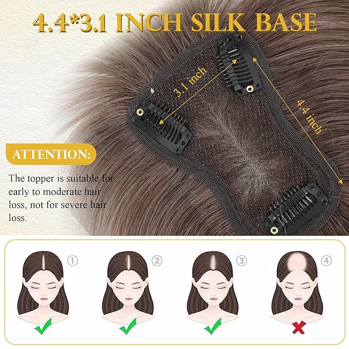 Hair Topper with Bangs Clip 360° 3D Cover Hair Toppers for Women with Thinning Hairs 10 Inch Straight Clip in Bangs Hairs Piece for Women（Medium Auburn Brown）#6