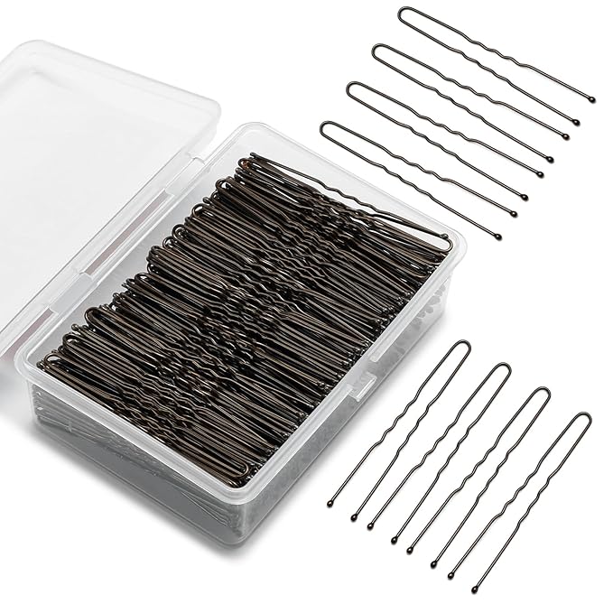 U Shaped Hair Pins 250 PCS, Coffee Brown Hair Pins for Women, Girls, Kids. With Storage Box. Hair Bobby Pins for Hair Updo, Dance, and Wedding