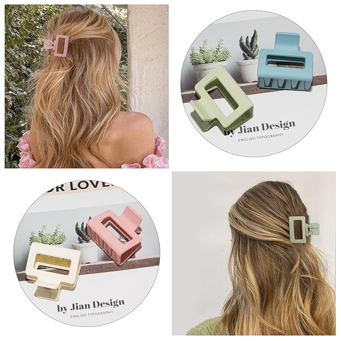 Cobinaan Medium Hair Clips for Women Girls, 2 x 1 x 1.8 inch, 8pcs Neutral Color, Claw Hair Clips for Thin/Medium Thick Hair, Hair Jaw Clips Nonslip Clips