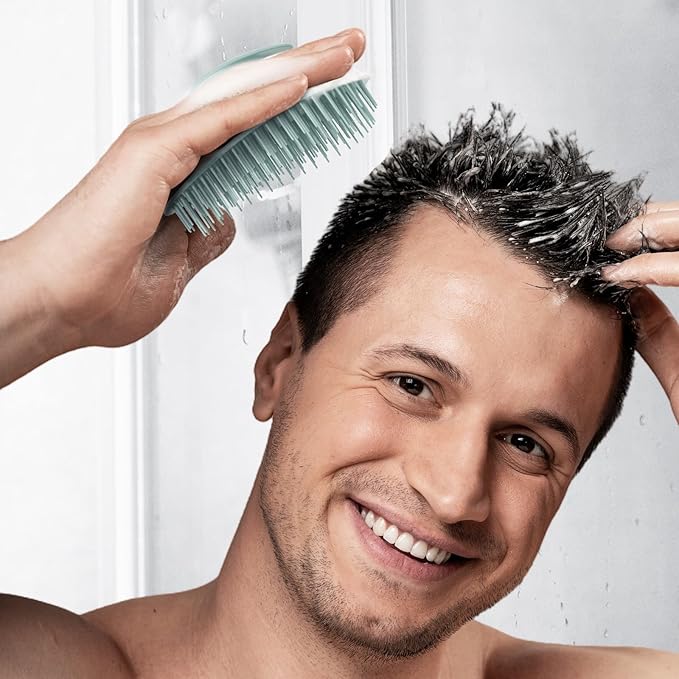 2 PC Scalp Massager Shampoo Brush, Scalp Scrubber & Exfoliator for Dandruff Removal, Wet & Dry and Detangler for Men and Women, Suitable for Short Medium Hair(Blue)