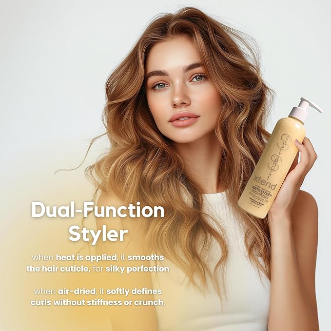 SIMPLY SMOOTH Xtend Keratin Replenishing Calming Balm Smoothing Or Curling Balm 1-Day Frizz Free Blowout Infused with Collagen To Repair Dry, Damaged, Unmanageable Hair 8.5 Oz.