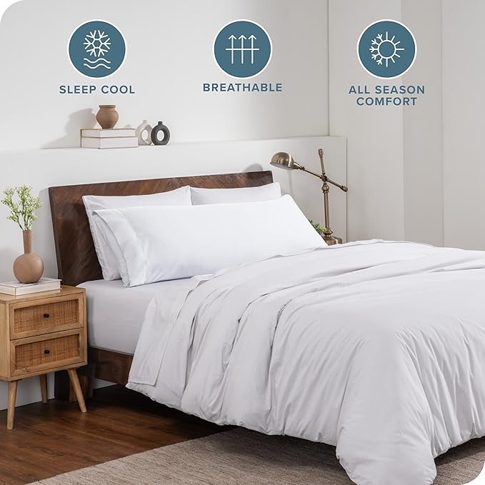 Bare Home Microfiber Body Pillow Cover - Ultra Soft & Cooling - Double Brushed - Envelope Closure - Easy Care (20''x54'' Body Pillow Cover, White)
