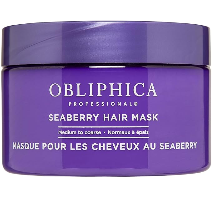 Obliphica Seaberry Hair Mask - Deep Conditioning Hydrating Treatment for Dry and Damaged Hair - Moisturizing Hair Repair and Growth Mask for Medium, Coarse, and Color-Treated Hair - 8.5 Ounces