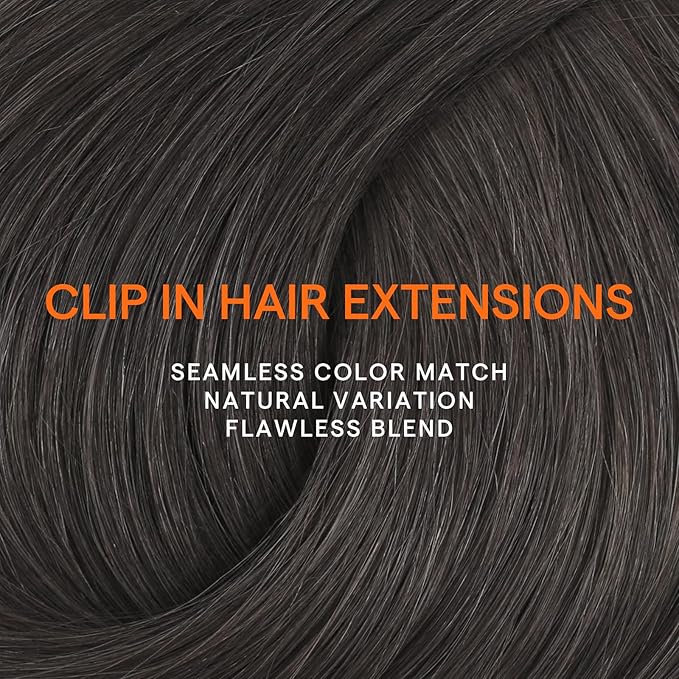 Full Shine 24 Inch Clip on Hair Extensions for Women Natural Black Tea Real Hair Clip in Extensions Brunette Hair Extensions 120 G 7 Pcs