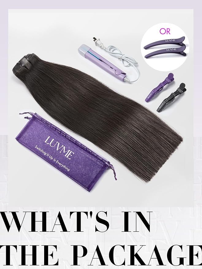 LUVME Human Hair Clip in Extensions Natural Black Clip in Hair Extensions Real Human Hair Extensions Clip ins Silky Straight 24 Inch 14pcs 270g