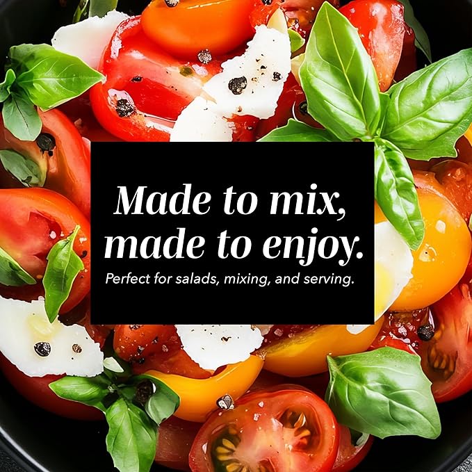COOK WITH COLOR Mixing Bowls with Lids - 12 Piece Plastic Nesting Bowls Set includes 6 Prep Bowls and 6 Lids, Non Slip Bottom and Embossed Design - Microwave Safe (Black)