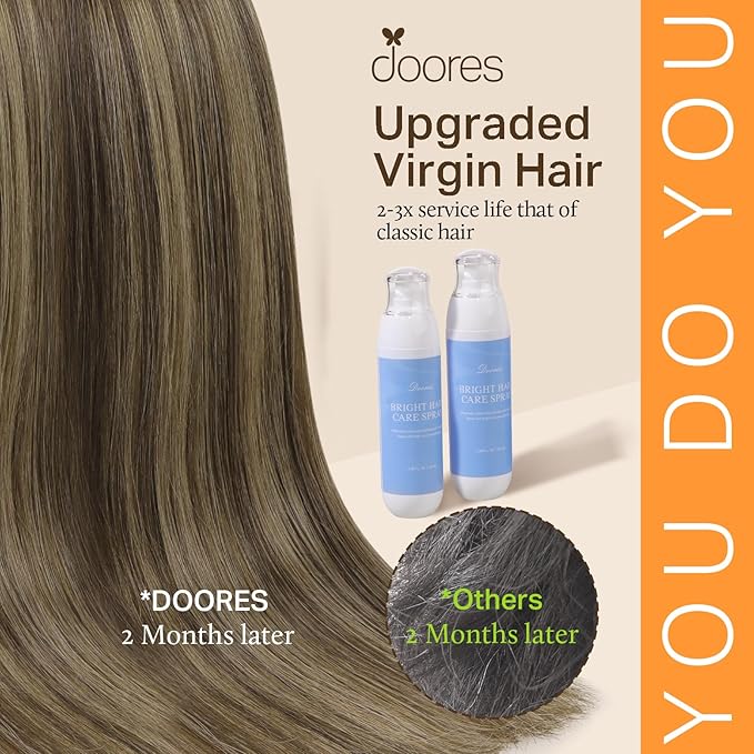 DOORES Clip in Human Hair Extensions, Balayage Chocolate Brown to Honey Blonde 24 Inch 9pcs 150g, Real Hair Clip ins Thick Silky Straight
