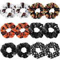 12PCS Halloween Scrunchies Soft Boo Basket Spooky Skeleton Bats Orange Fall Pumpkin Gifts Hair Ties Big Scrunchy Elastics Hair Bands Ponytail Holder Cute Halloween Accessories for Women Girls