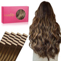 WENNALIFE Tape in Hair Extensions Human Hair, 20pcs 22 inch 50g Balayage Chocolate Brown to Caramel Blonde Remy Tape Hair Extensions Real Human Hair Tape Extensions Coloured Hair Extensions