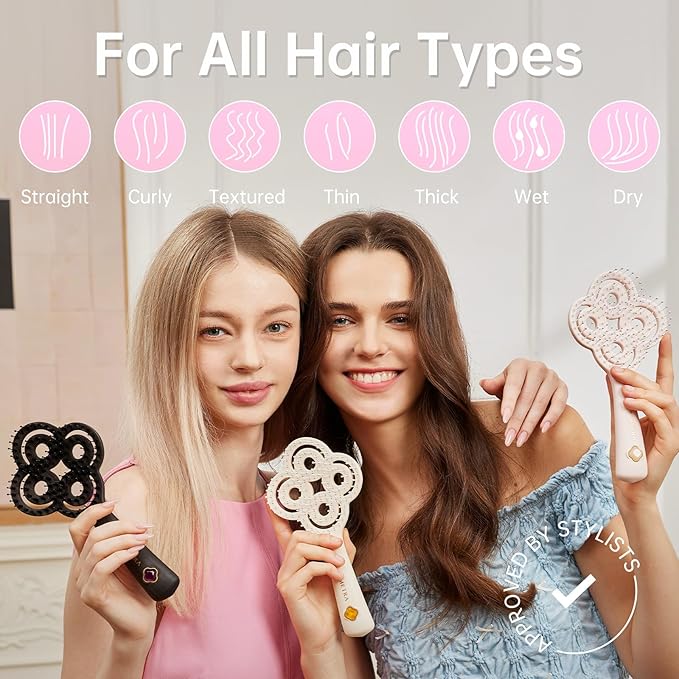 Simetra Detangler Hair Brush for Woman and Men, Original Detangling Brush for Curly Hair/Fine &Thick/Wet & Dry Hair, Holiday Present Hairbrush - Natural Crystal Inlay & 14K Gold Plating