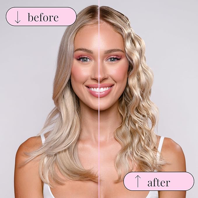 Mermade Hair Deep Hair Waver Tool - Double 1" Barrel Iron for Crimp-Free Beach Waves, Hair Curler for Women, Ionic Ceramic Plates, Reduces Frizz, Suitable for Short, Medium, & Long Hair - Pink