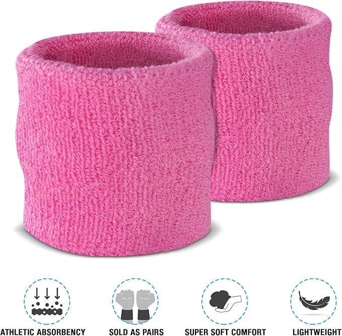 Suddora Sweatbands Set, Moisture Wicking 2 Wristbands and 1 Headband, Breathable Terry Cloth Athletic Bands for Basketball, Tennis, Yoga, Gym, Sweat Bands for Costumes and Cosplay