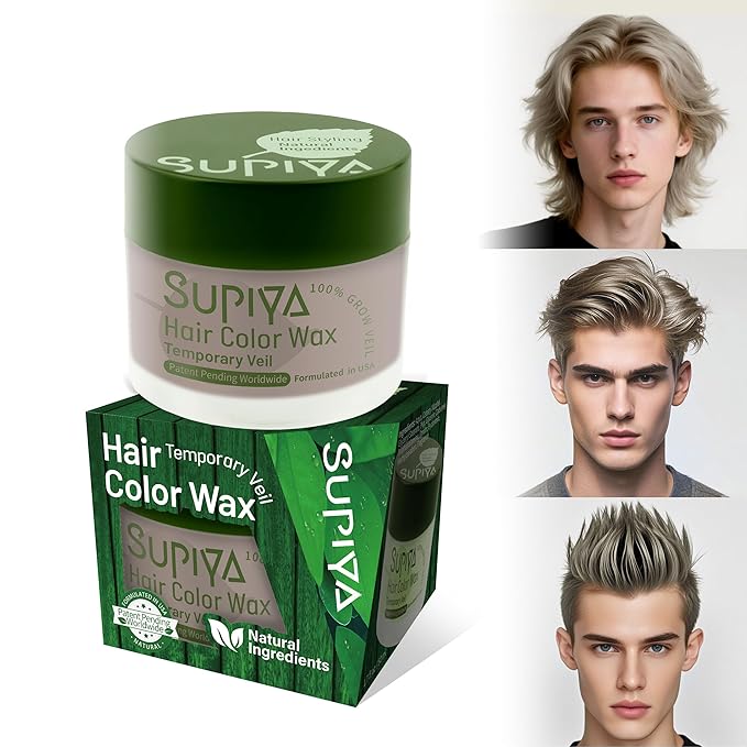 Temporary Hair Color Wax for Men,Washable Hair Wax Color, All-Day Hold Disposable Hair Wax for Party, Cosplay & Daily (Midnight Color #1-2)