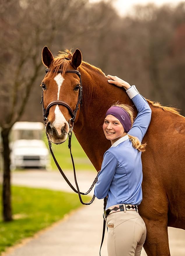 Equestrian Headbands Designed to Wick Moisture and Protect Hair Under Helmets, for Horseback Riding, Biking, and Securing Ear Buds