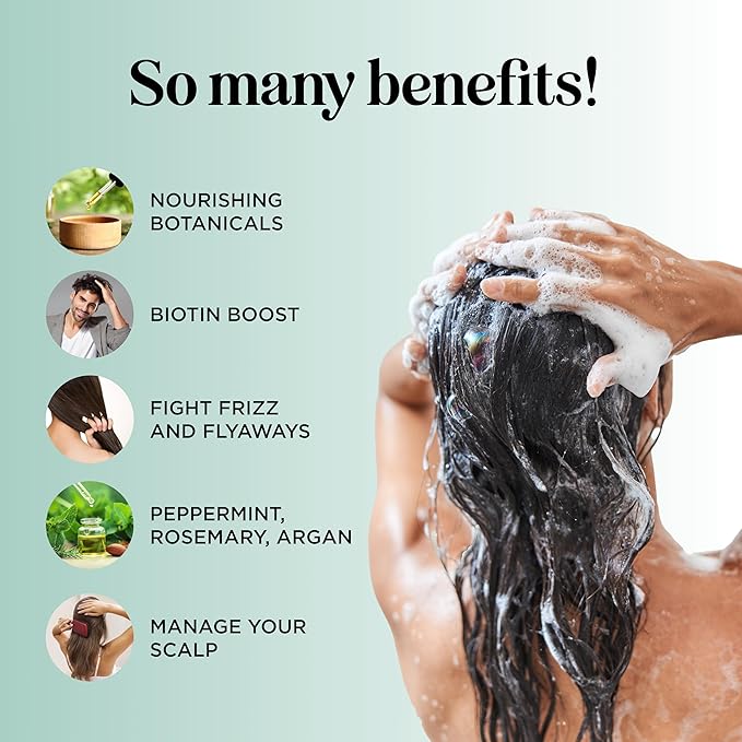 Biotin Rosemary Shampoo and Conditioner Set - Vegan Biotin Shampoo and Conditioner Set Volumizing Complex with Rosemary Essential Oil for Fine Weak & Dull Hair - Sulfate & Paraben Free (16 Fl Oz)