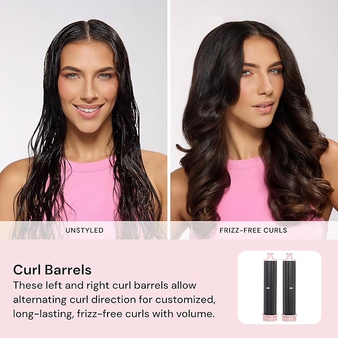L'ANGE HAIR TurboStyle All-in-One Air Styling & Drying System | 5-in-1 Attachments with Auto-Wrap Curlers & Volumizing Brush | Fast-Drying Brushless Motor Dryer | Dual Voltage | All Hair Types (Blush)