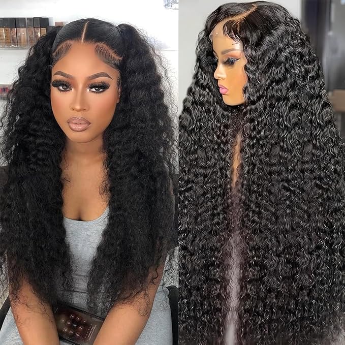 BVLBVL 20 Inch 13x6 Deep Wave Lace Front Wigs Human Hair 180 Density HD Lace Frontal Wig Pre Plucked Wet and Wavy Curly Wig, Real Human Hair No Synthetic Blend No Tangle No Shedding Triple Lifespan 3X