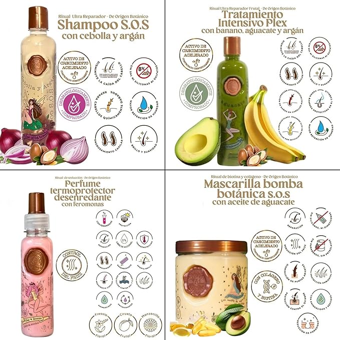 Ritual Botánico Keratina Orgánica | Treatment to Straighten, Repair and Relax Hair | All Natural, Organic & Vegan Ingredients | Product of Colombia | 4 Piece Kit
