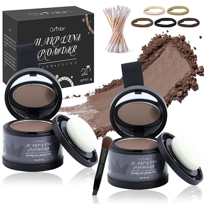 2 Pack Hairline Powder for Women and Men, Used to Root Touch Up Hair Color, Thinning and Gray Hair Coverage and Bald Spots Coverage, Soft Brown