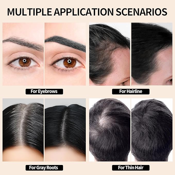 Root Cover Up Powder Hairline Powder for Women Root Touch Up Hair Color for Bald Spots, Eyebrows, Beard Line, Light-Blonde Hair Fibers for Thinning Hair Shadow Cover Up 2 Pack (Black)