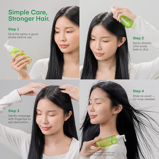 Scalp Serum for Hair Growth Spray – Korean Vegan Treatment for Hair Loss, Thinning & Itchy Scalp, Non-Greasy, Lightweight Formula to Exfoliate Dandruff & Strengthen Roots – For Men & Women (100 mL)