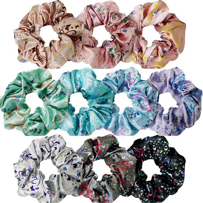 cute design scrunchies for all hair type elastic hair band great for ponytails XL srcunchies set these soft hair ties is great for every occasion (butterfly)