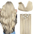 GOO GOO Clip in Hair Extensions Real Human Hair, Remy Human Hair Extensions Clip ins for Women, Natural Human Hair, 20inch 120g 7Pcs, 17A/60A Ash Blonde Highlighted Platinum Blonde