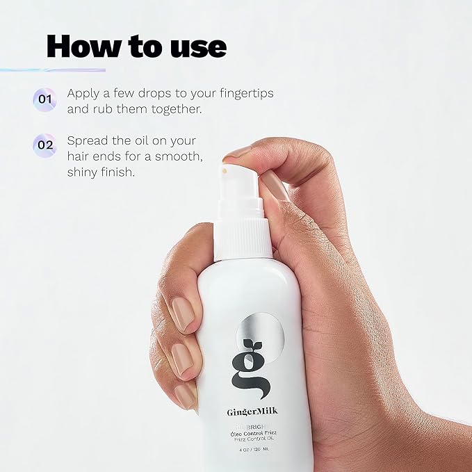 Anti-Frizz Hair Oil with Ginger, Argan & Castor hair oil for frizzy hair | Seals split ends, Strengthens the hair structure and adds shine for all hair types Nourishes & Repairs by Ginger Milk