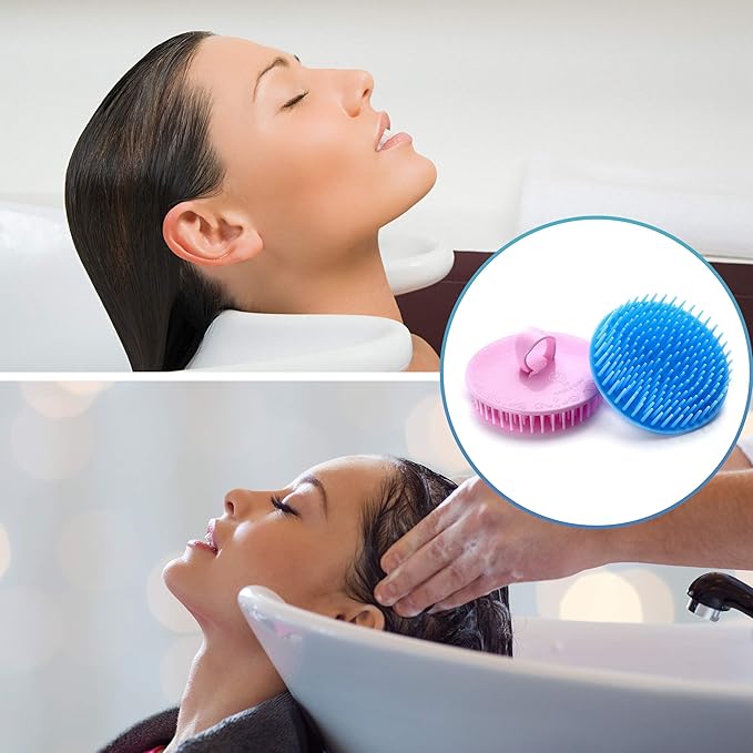 Hair Scalp Brush Dandruff Cleaning Brush Shower Scalp Shampoo Brush Scalp Massager Pack of 4 (Black and red)