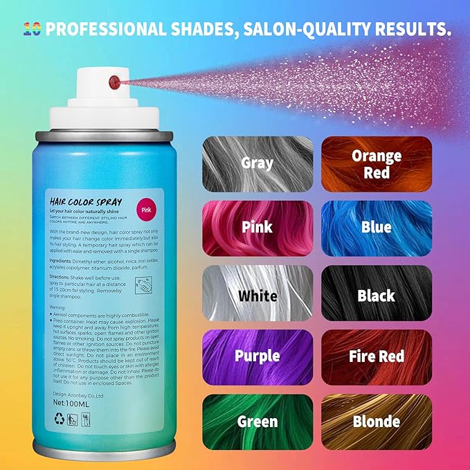 Halloween Hair Spray,Temporary Hair Color Spray for Women Kids Men,Washable Hairspray,Colored Hair Spray,Color Hairspray for Halloween,Party,Cosplay,Christmas Day (03#Pink)