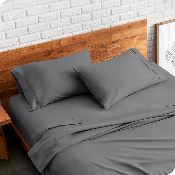 Bare Home Microfiber Pillow Cases - King Size Set of 2 - Cooling Pillowcases - Double Brushed - Grey Pillowcases 2 Pack - Easy Care (King Pillowcase Set of 2, Grey)