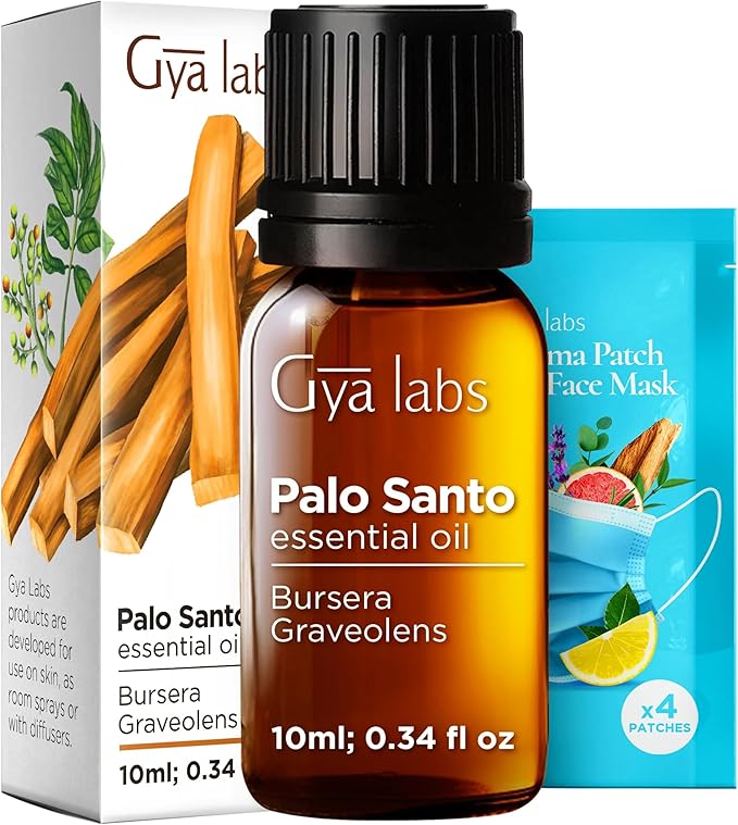 Gya Labs Palo Santo Essential Oil - 0.34 Fl Oz - for Hair, Skin, Diffuser, Aromatherapy & DIY Candle Making Scent