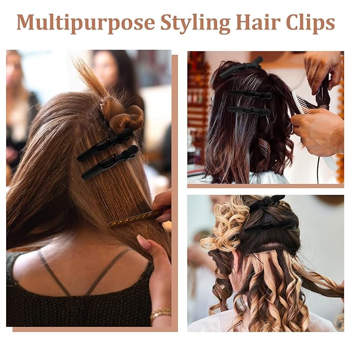 30 Pack Black Alligator Hair Clips for Styling Sectioning Large Salon Pro Hair Clips for Barber Hair Coloring, Cutting, Sectioning Big Gator Clips Hair Styling Accessories for Women Men